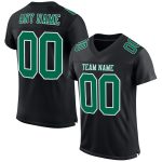 Personalized Black Football Jersey with Kelly Green and White Mesh, Size 2 Personalized Black Kelly Green-White Mesh Football