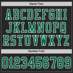 Personalized Black Football Jersey with Kelly Green and White Mesh, Size 2 Personalized Black Kelly Green-White Mesh Football