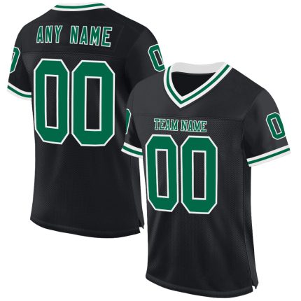 Personalized Throwback Football Jersey - Black Kelly Green White Mesh Personalized Black Kelly Green-White Mesh Throwback