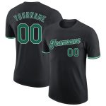 Personalized Performance T-Shirt in Black with Kelly Green & White - Custom Athletic Tee Personalized Black Kelly Green-White