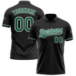 Personalized Golf Polo Shirt - Black Kelly Green-White Performance Vapor Personalized Black Kelly Green-White Performance
