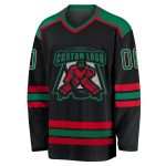 Custom Hockey Jersey with Personalized Name and Number, Black Kelly Green White-Red Personalized Black Kelly Green White-Red