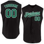 Personalized Black Green White Baseball Jersey Sleeveless for Men and Women Personalized Black Kelly Green-White Sleeveless