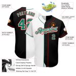 Personalized Black Green White Split Fashion Baseball Jersey for Men and Women Personalized Black Kelly Green-White Split