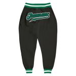 Personalized Black Sports Pants with Kelly Green & White Accents - Custom Athletic Wear Personalized Black Kelly Green-White