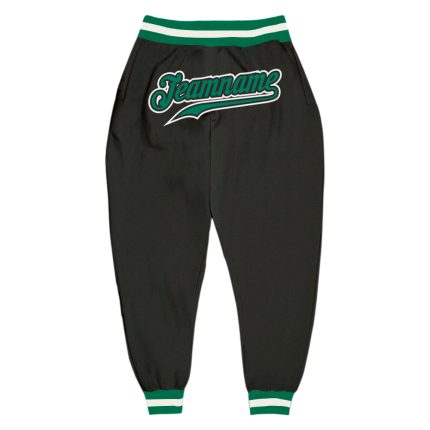 Personalized Black Sports Pants with Kelly Green & White Accents - Custom Athletic Wear Personalized Black Kelly Green-White