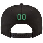 Personalized Adjustable Snapback Hat in Black with Kelly Green and White Stitching Personalized Black Kelly Green-White Stitched