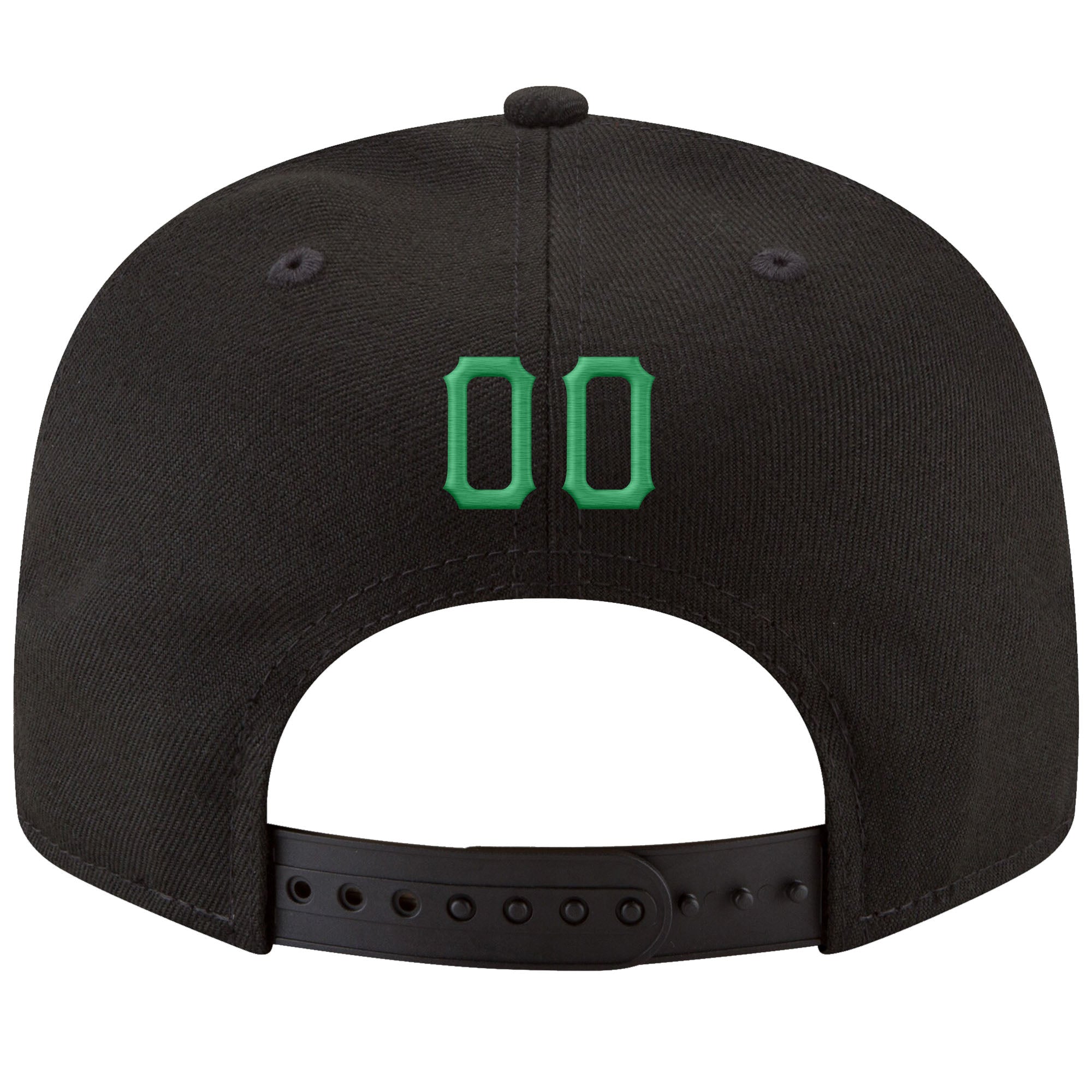 Personalized Adjustable Snapback Hat in Black with Kelly Green and White Stitching Personalized Black Kelly Green-White Stitched - Image 3