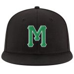 Personalized Adjustable Snapback Hat in Black with Kelly Green and White Stitching Personalized Black Kelly Green-White Stitched