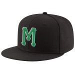 Personalized Adjustable Snapback Hat in Black with Kelly Green and White Stitching Personalized Black Kelly Green-White Stitched