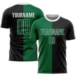 Custom Soccer Jersey with Personalized Name and Number, Black Kelly Green-White Sublimation Split Fashion Uniform Personalized