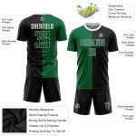 Personalized Green and White Sublimation Split Soccer Jersey - Black Fashion Uniform Personalized Black Kelly Green-White