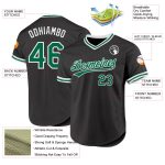 Personalized Black Green White Throwback Baseball Jersey - Custom Athletic Apparel Personalized Black Kelly Green-White Throwback