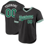Personalized Black Green White Throwback Baseball Jersey - Custom Athletic Apparel Personalized Black Kelly Green-White Throwback