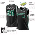 Personalized Black Green White Throwback Basketball Jersey for Men - Size 3 Personalized Black Kelly Green-White Throwback