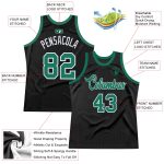Personalized Black Throwback Basketball Jersey in Kelly Green and White Personalized Black Kelly Green-White Throwback Basketball