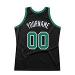 Personalized Black Throwback Basketball Jersey in Kelly Green and White Personalized Black Kelly Green-White Throwback Basketball