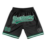 Personalized Black Kelly Green White Throwback Basketball Shorts for Men 2 Personalized Black Kelly Green-White Throwback