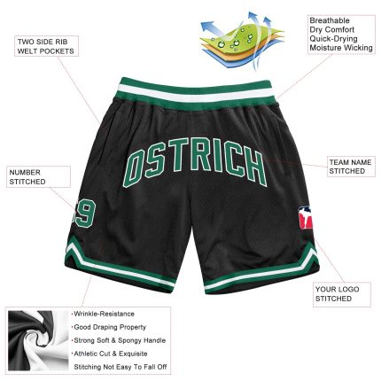 Personalized Throwback Basketball Shorts in Black Kelly Green and White Personalized Black Kelly Green-White Throwback Basketball