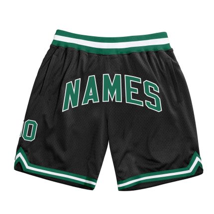 Personalized Throwback Basketball Shorts in Black Kelly Green and White Personalized Black Kelly Green-White Throwback Basketball