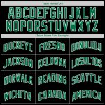 Personalized Black Baseball Jersey Shirt with Kelly Green and White Throwback Rib-Knit Design Personalized Black Kelly Green-White