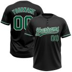 Personalized Unisex Softball Jersey Black Green White Two-Button Design Personalized Black Kelly Green-White Two-Button Unisex