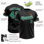 Personalized Unisex Softball Jersey in Black and Kelly Green-White, Two-Button Design Personalized Black Kelly Green-White