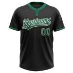 Custom Name Number Personalized Black Kelly Green White Two-Button Unisex Softball Jersey Personalized Black Kelly Green-White