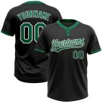 Custom Name Number Personalized Black Kelly Green White Two-Button Unisex Softball Jersey Personalized Black Kelly Green-White