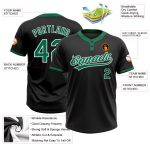 Custom Name Number Personalized Black Kelly Green White Two-Button Unisex Softball Jersey Personalized Black Kelly Green-White