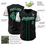 Personalized Black Kelly Green White Baseball Jersey - Custom Two Tone Design Personalized Black Kelly Green-White Two Tone