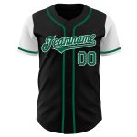 Personalized Black Kelly Green White Baseball Jersey - Custom Two Tone Design Personalized Black Kelly Green-White Two Tone