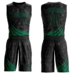 Custom Black and Kelly Green Basketball Jersey - Round Neck Sublimation Suit Personalized Black Kelly Green Wind Shapes Round