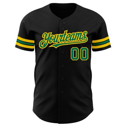 Custom Name and Number Personalized Baseball Jersey - Black Kelly Green-Yellow Authentic Jersey Personalized Black Kelly