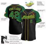 Custom Name Number Personalized Baseball Jersey Black Kelly Green-Yellow Authentic Raglan Sleeves Personalized Black Kelly