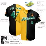 Custom Personalized Black and Kelly Green-Yellow Fashion Baseball Jersey with Name and Number - Authentic Team Apparel Personalized