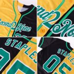 Custom Personalized Black and Kelly Green-Yellow Fashion Baseball Jersey with Name and Number - Authentic Team Apparel Personalized
