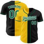 Personalized Black Green Yellow Split Authentic Baseball Jersey Fashion Personalized Black Kelly Green-Yellow Authentic Split