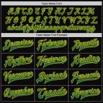 Personalized Kelly Green Yellow Bomber Varsity Letterman Jacket Black Full-Snap Personalized Black Kelly Green-Yellow Bomber