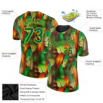 Personalized 3D Feathers Performance T-Shirt in Black Kelly Green and Yellow Personalized Black Kelly Green-Yellow Feathers
