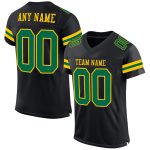 Custom Personalized Football Jersey - Black Kelly Green Yellow Mesh with Name & Number Personalized Black Kelly Green-Yellow