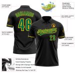 Personalized Performance Golf Polo Shirt - Black with Kelly Green and Yellow Personalized Black Kelly Green-Yellow Performance