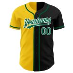 Personalized Black Kelly Green Yellow Split Fashion Baseball Jersey for Men and Women Personalized Black Kelly Green-Yellow