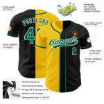 Personalized Black Kelly Green Yellow Split Fashion Baseball Jersey for Men and Women Personalized Black Kelly Green-Yellow