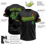 Personalized Unisex Softball Jersey in Black Kelly Green-Yellow, Two-Button Design Personalized Black Kelly Green-Yellow