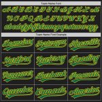 Personalized Unisex Softball Jersey in Black Kelly Green-Yellow, Two-Button Design Personalized Black Kelly Green-Yellow