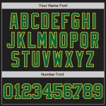 Custom Name and Number Unisex Softball Jersey - Personalized Black Kelly Green-Yellow Two-Button Design Personalized Black