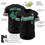 Custom Personalized Black Kelly Green White Baseball Jersey with Team Name and Number Personalized Black Kelly GreenWhite