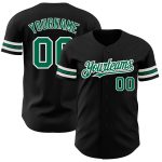 Custom Personalized Black Kelly Green White Baseball Jersey with Team Name and Number Personalized Black Kelly GreenWhite