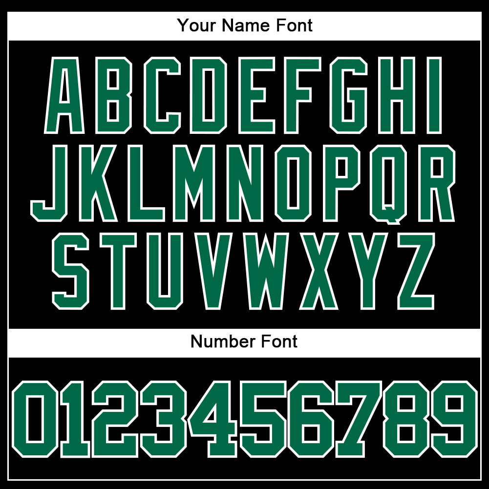 Personalized Black and Kelly Green Baseball Jersey for Men and Women Personalized Black Kelly GreenWhite Baseball Jersey - Image 5